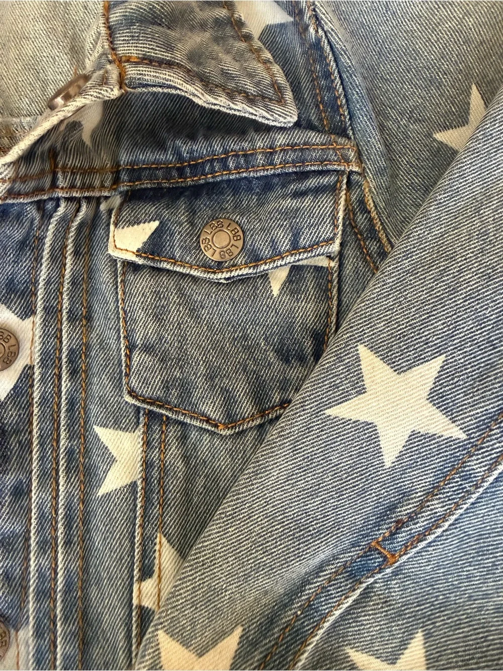 Little Bum Bums Girls Kids Star-Print Denim Jean Jacket - Blue